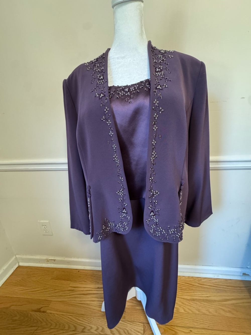 Montage by Mon Cheri Plum Beaded 2PC Formal Dress Mother of Bride - Picture 10 of 12